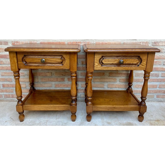 Early 20th Century Spanish Nightstands with One Drawer and Iron Hardware and One Open, A Pair For Sale - Image 17 of 18