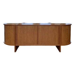 1970s Exceptional Poul Hundevad Danish Modern Teak Executive Credenza / Sideboard With Tambour Doors – 87.75" For Sale