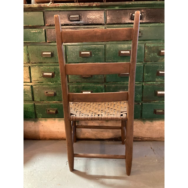 American Antique Woven Reed Seat Chair For Sale - Image 3 of 6