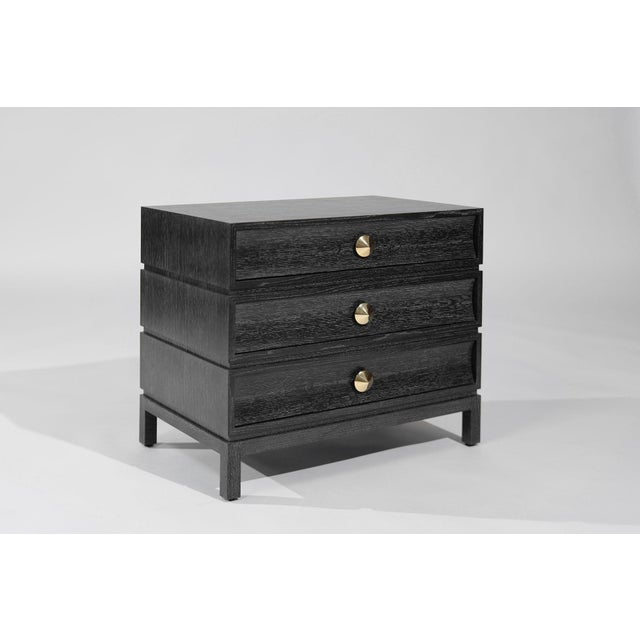Mid-Century Modern Stacked Bedside Table in Black Ceruse For Sale - Image 3 of 18