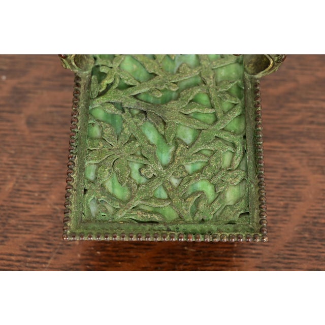 Metal Apollo Studios New York Arts & Crafts Grapevine Pattern Bronze and Slag Glass Rocker Blotter For Sale - Image 7 of 12