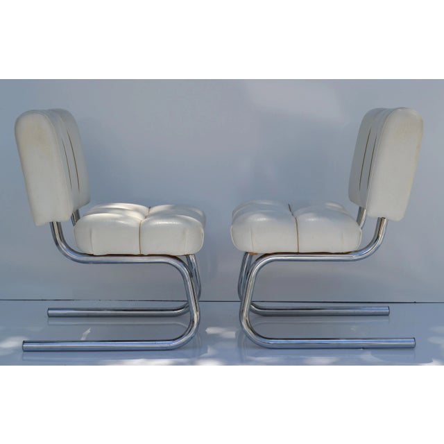 6 Brody Seating Company Usa Mid-Century Modern Chrome Cantilever Dining Chairs For Sale In Miami - Image 6 of 13