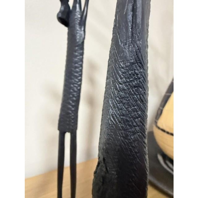 Vintage Ebony Heavy Wood African "Thinkers" Stick Figures Sculptures Lot of 3 For Sale - Image 9 of 11