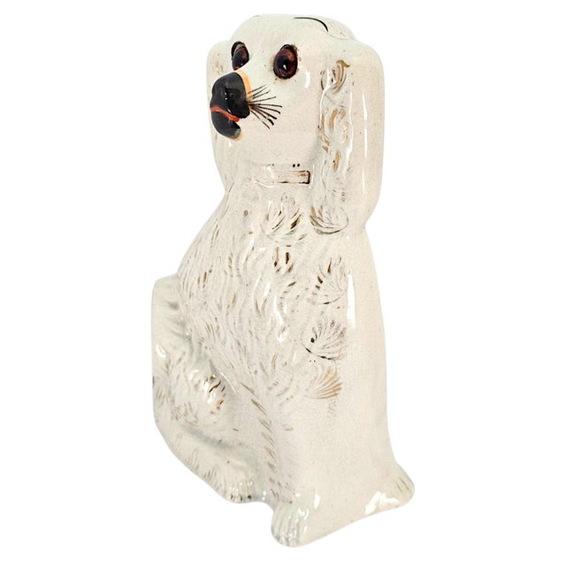 Antique Victorian Staffordshire Spaniel Dogs Amber Glass Eyes England C1880 Pair For Sale In San Francisco - Image 6 of 18