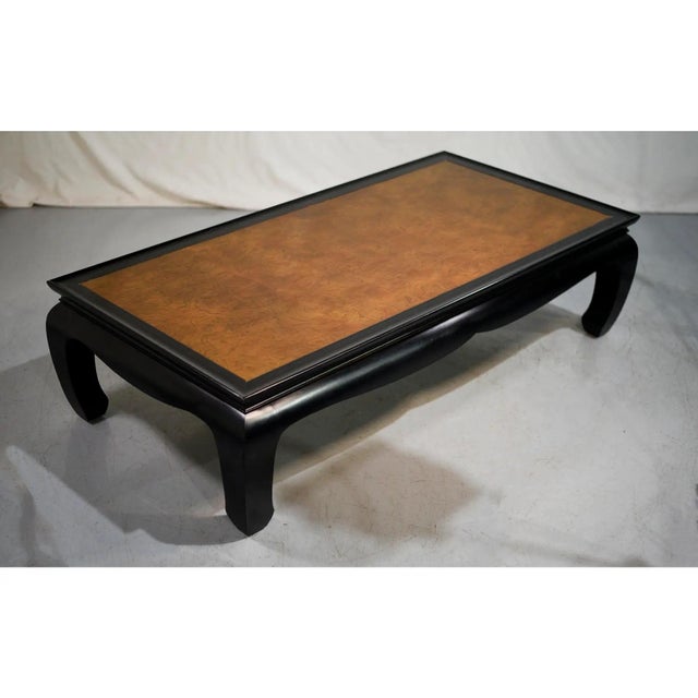 Great burlwood Chinoiserie Chin Hua Coffee Table by Ray Sabota for Century Furniture. The table is designed with elegant...