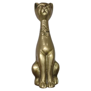 Vintage Brass Squatting Cat Statue