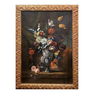 17th Century Old Master - Still Life of Flowers in Urn - Oil Painting For Sale