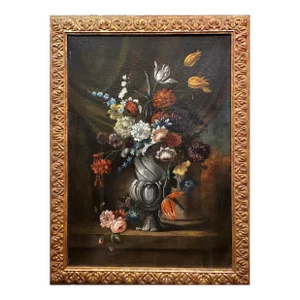 17th Century Old Master - Still Life of Flowers in Urn - Oil Painting