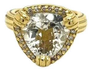 Slane & Slane Aquamarine & Diamond Cocktail 18k Yellow Gold Ring - Size 5.75