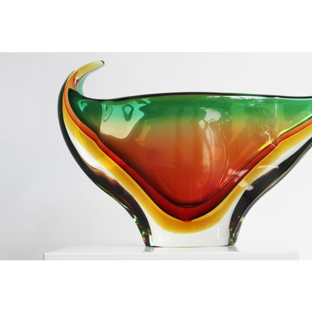 Flavio Poli Vintage Freeform Sommerso Murano Glass Vase attributed to Flavio Poli for Seguso, 1960 For Sale - Image 4 of 8