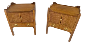 Baker Pair Butlers Style Two Doors One Drawer Nightstands End Lamp Tables