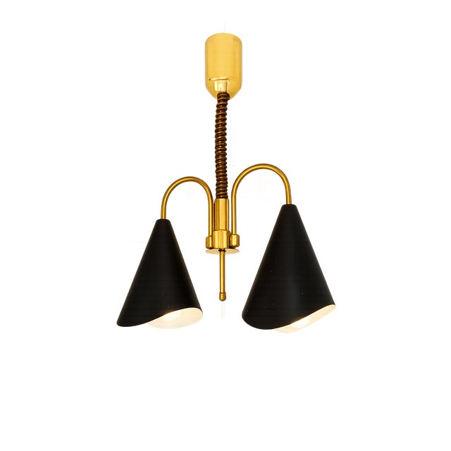 Mid-Century Modern Pendant Light in Brass and Metal, 1970s, in Very Good conditions. Designed 1970 to 1979 Up to 250V...
