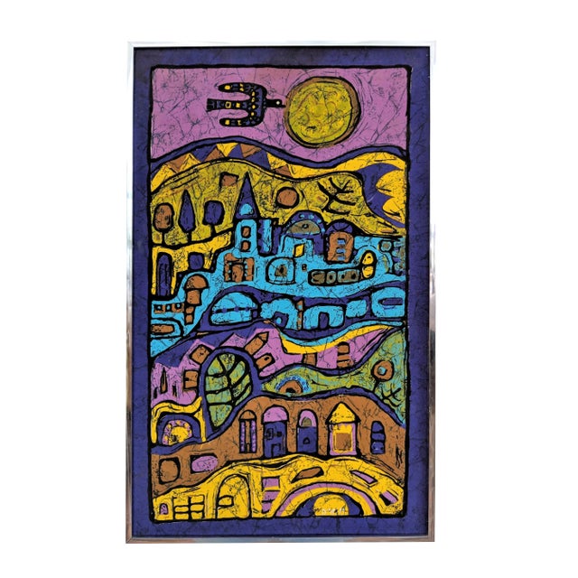 1980s Modern Silk Batik Villa Print For Sale - Image 9 of 9
