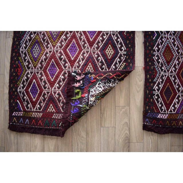 Vintage Geometrical Jajim Cicim Kilim Rug - a Pair For Sale In Philadelphia - Image 6 of 7