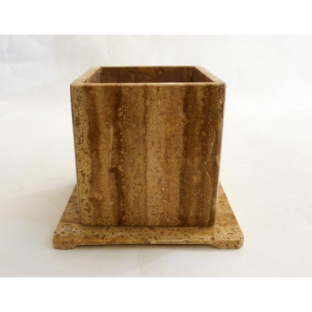 Vintage Square Travertine Planter, 1970s For Sale - Image 3 of 11