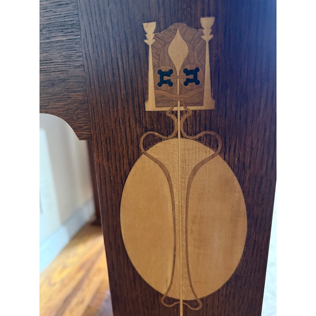 Arts & Crafts Stickley Harvey Ellis Mission Oak Desk & Deck With Inlay For Sale - Image 3 of 5