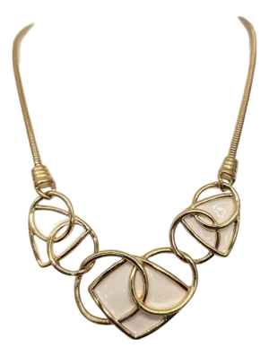 Vintage 1980s Signed Kunio Matsumoto for Trifari Modernist Ivory Enamel Necklace