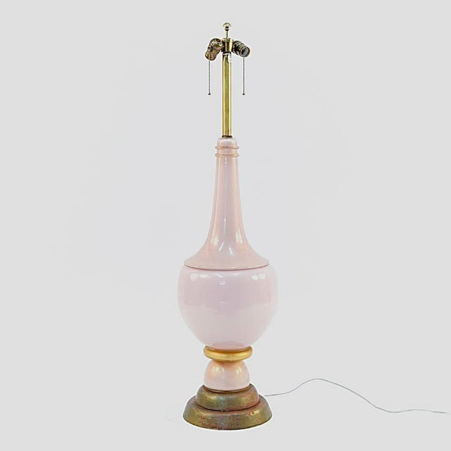 Mid 20th Century Italian The Marbro Lamp Pink Ice Murano Opaline Glass Lamp XL For Sale - Image 12 of 12