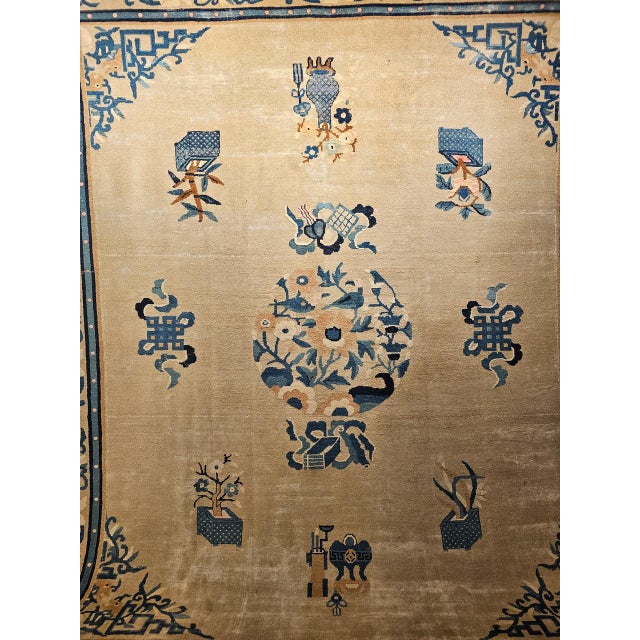 Antique Chinese Peking Rug, Hand-Knotted Wool, Fortune Symbols, 1800s, 10' x 12' For Sale - Image 12 of 18