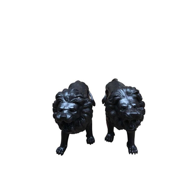 A pair of italian bronze medici style lions, 20th century. These are named after the original pair made of stone...