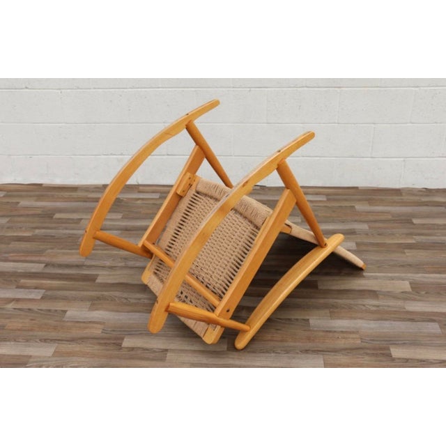 Mid-Century Modern Yugoslavian Woven Rocking Chair & Folding Ottoman | Circa 1960s For Sale - Image 17 of 18