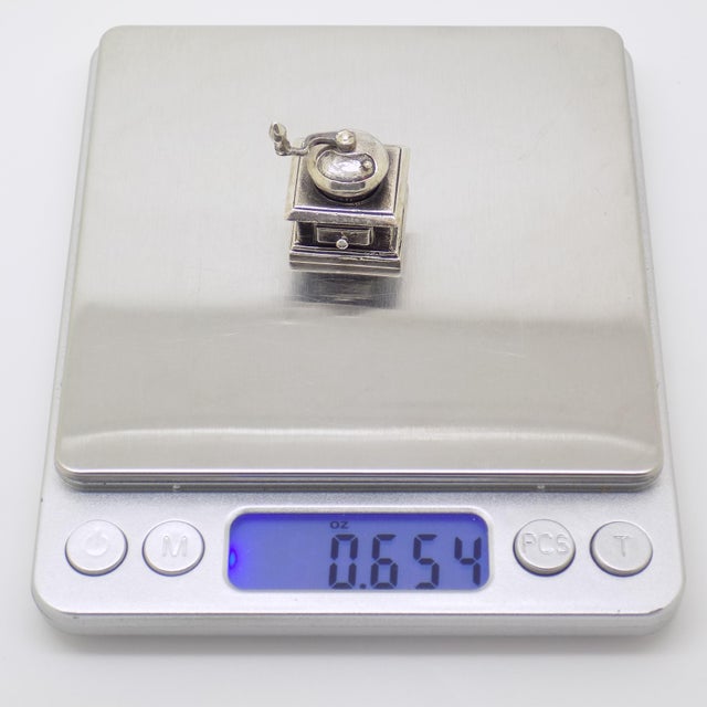 Vintage Italian Handmade Genuine Silver Raspini Branded Grinder Dollhouse Miniature For Sale - Image 9 of 10