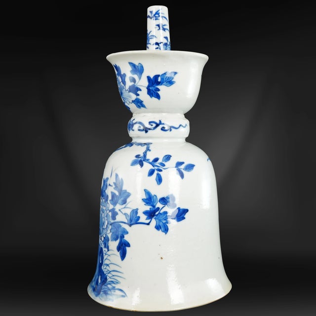 Chinese Qing Bell Form Oil Lamp Pricket Blue and White Mid-19th Century ...