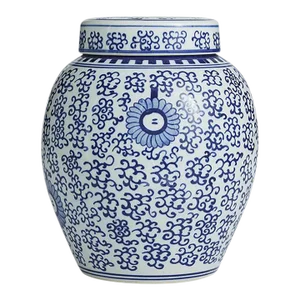 Chinoiserie Ballard Designs Blue and White Porcelain Ginger Jar