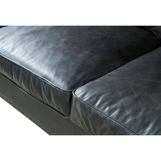 2020s English Rolled Arm Love Seat - Slate Leather For Sale - Image 5 of 9