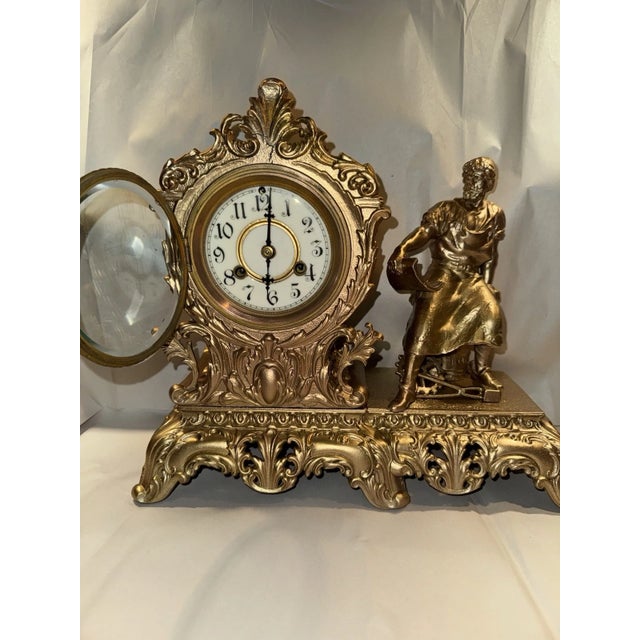 Antique Figural Mantel Clock by Waterbury For Sale In Los Angeles - Image 6 of 11
