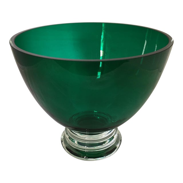 Footed Emerald Green Glass Bowl Chairish