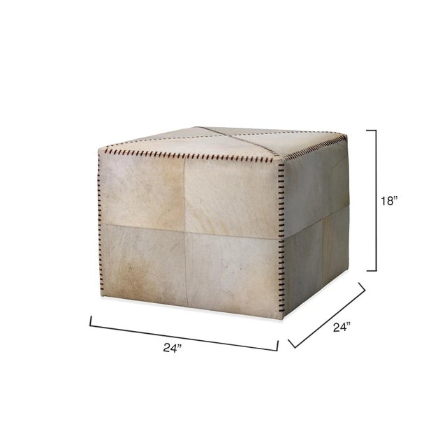 Contemporary Jamie Young Ottoman in White Ox Hide, Large For Sale - Image 3 of 5