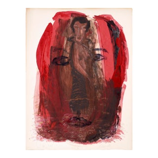 "Locked Out" - A Face and a Figure in Acrylic on Paper by Ricardo De Silva For Sale