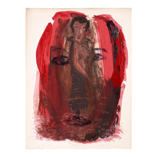 "Locked Out" - A Face and a Figure in Acrylic on Paper by Ricardo De Silva For Sale