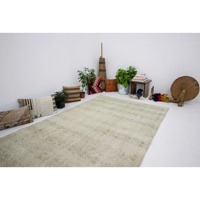 1960s Vintage Washed Out Deco Turkish Rug- 5′2″ × 8′5″ For Sale In Los Angeles - Image 6 of 7