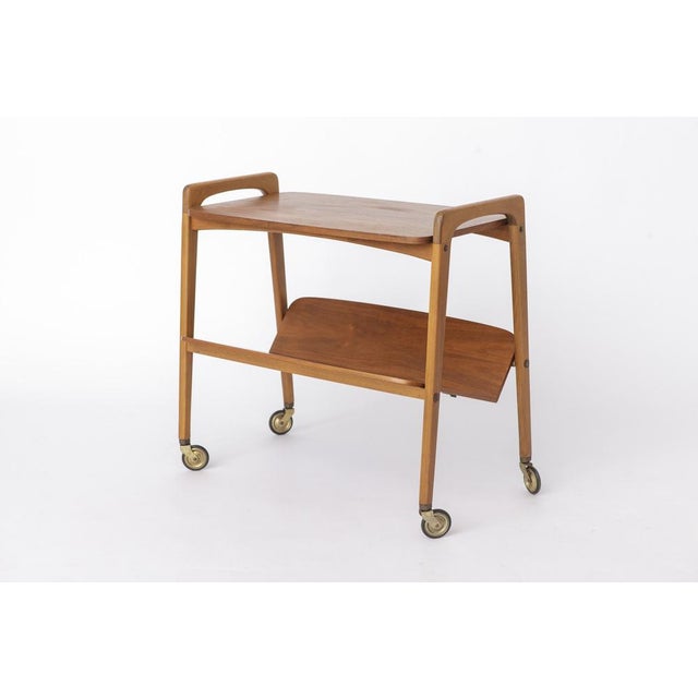 Mid-Century Modern Serving Bar Cart in Teak and Beech, German, 1960s For Sale - Image 12 of 12