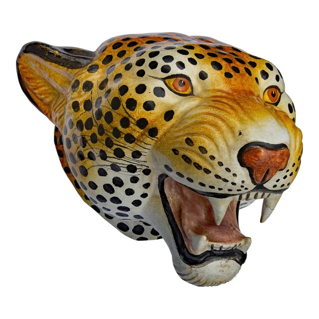 Life Size Leopard Mount Italian Terracotta Mid 20th Century For Sale