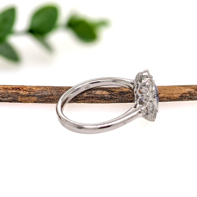 2020s 1ct Tanzanite Ring With Earth Mined Diamonds in Solid 14k Gold | Round 6mm, Size 6.75 For Sale - Image 5 of 5
