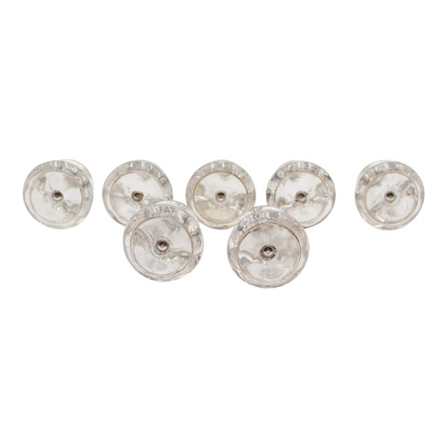 Vintage 2 In. Round Glass Cabinet Drawer Knob Set For Sale