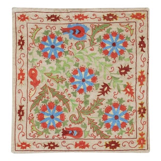 19"x21" Embroidered 100% Silk Pillowcase. Handmade Cushion. New Throw Pillow For Sale