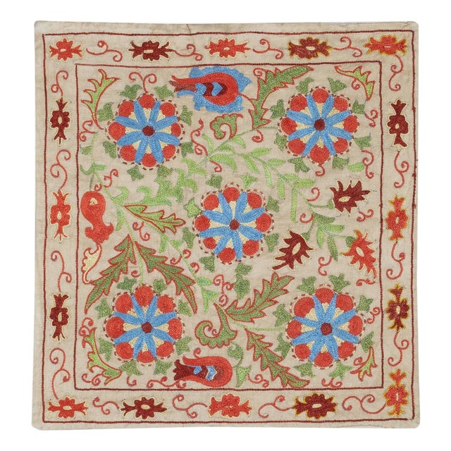 19"x21" Embroidered 100% Silk Pillowcase. Handmade Cushion. New Throw Pillow For Sale