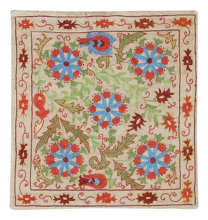 19"x21" Embroidered 100% Silk Pillowcase. Handmade Cushion. New Throw Pillow