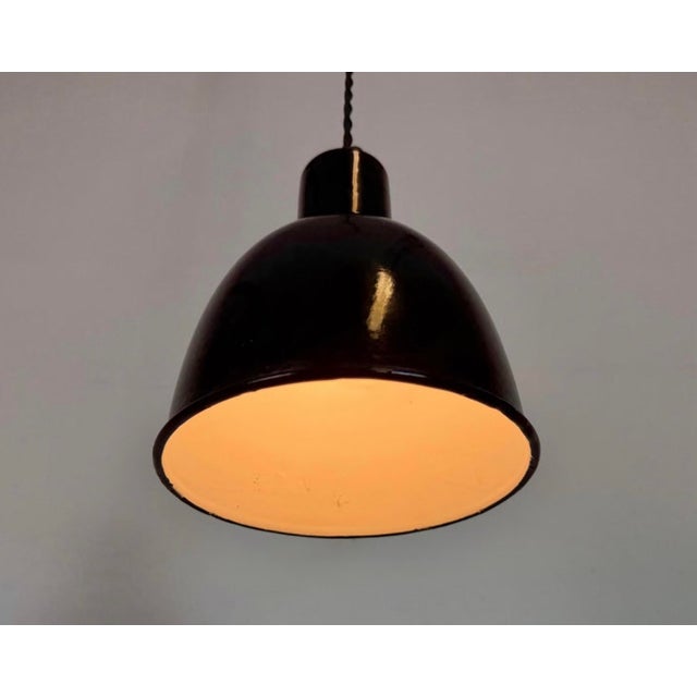 Vintage Industrial Black Enamel Ceiling Lamp, 1950s For Sale - Image 10 of 15