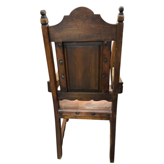 1950s Set of 6 Spanish Renaissance Revival Dining Chairs, Two Arm Chairs, Four Side Chairs For Sale - Image 12 of 15
