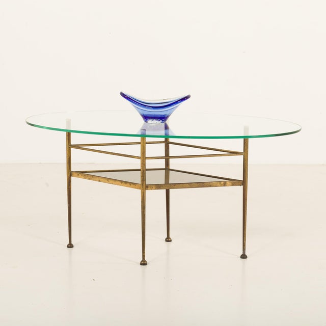 Mid-Century Italian Glass and Brass Table in the style of Gio Ponti, 1970s For Sale - Image 12 of 12