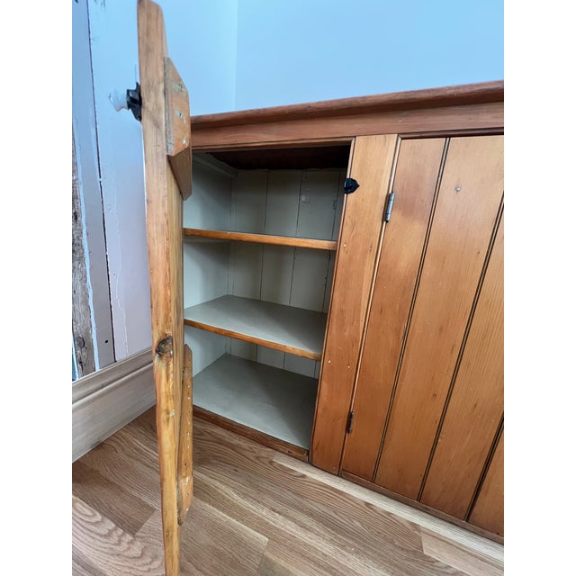 Farmhouse Farmhouse Antique Pine Kitchen Cupboard Pantry Bar Cabinet For Sale - Image 3 of 8