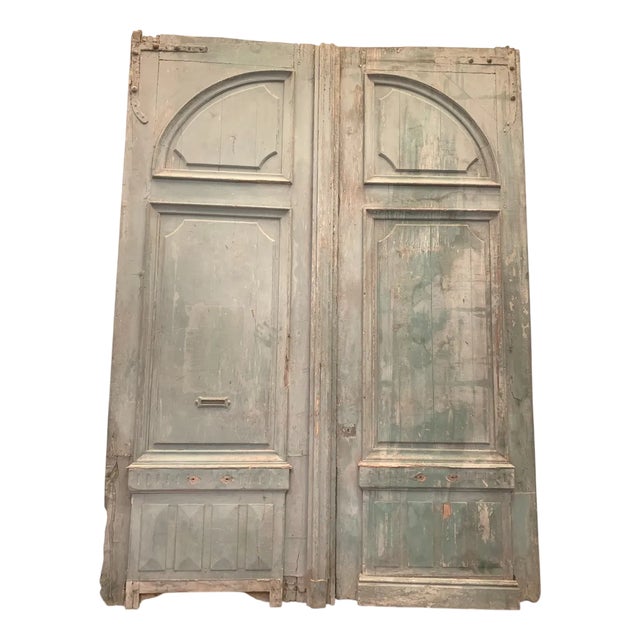 Double Carriage Doors in Natural Wood, 19th Century, Set of 2 For Sale
