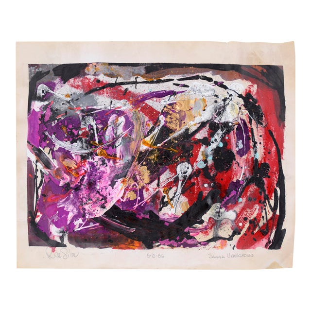 "Samba Underground" Abstract Expressionist Acrylic on Paper. By Ricardo De Silva For Sale