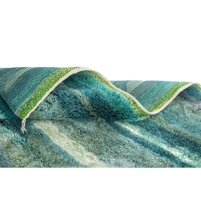 Textile Abstract Striped Horizon Hand-Knotted Wool Rug | 9'11" X 7'1" | One of a Kind For Sale - Image 7 of 8