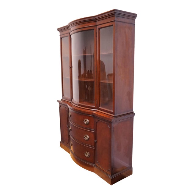 DREXEL FURNITURE New Travis Court Collection Solid Mahogany Traditional Duncan Phyfe Style 49" Bow Front China Cabinet...